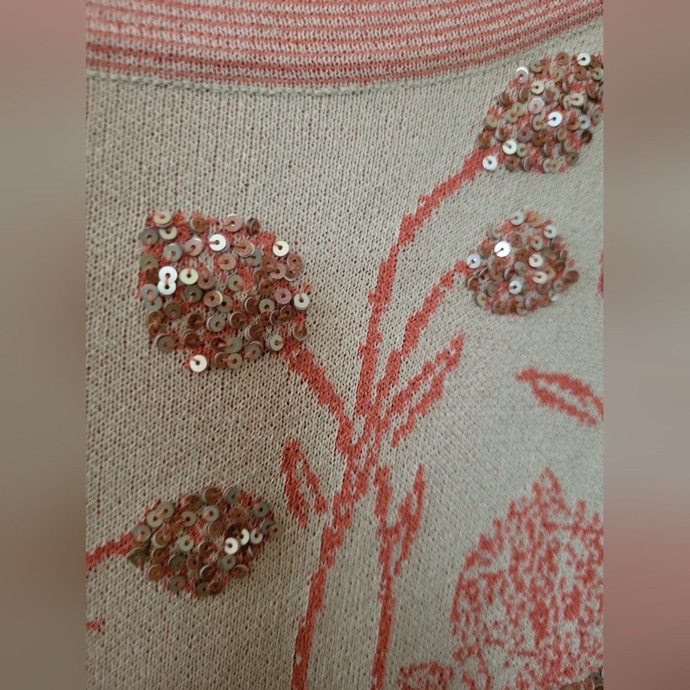 NWT Sigrid Olsen Pink/Vanilla "Desert Bloom" Long Sleeve Sweater Sz XL - Picture 3 of 7